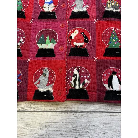 Fisher Hill Women’s Vintage Snowglobe “Ugly” Christmas Cardigan Sweater Size 1X - Picture 3 of 9